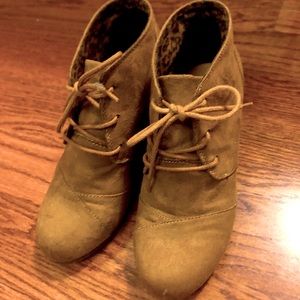 Cityclassified brown bootie heel wedge heel shoes